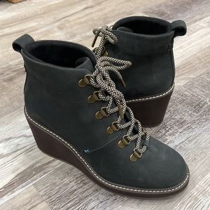 Toms Melrose Nubuck Wedge Lace Up Ankle Boot